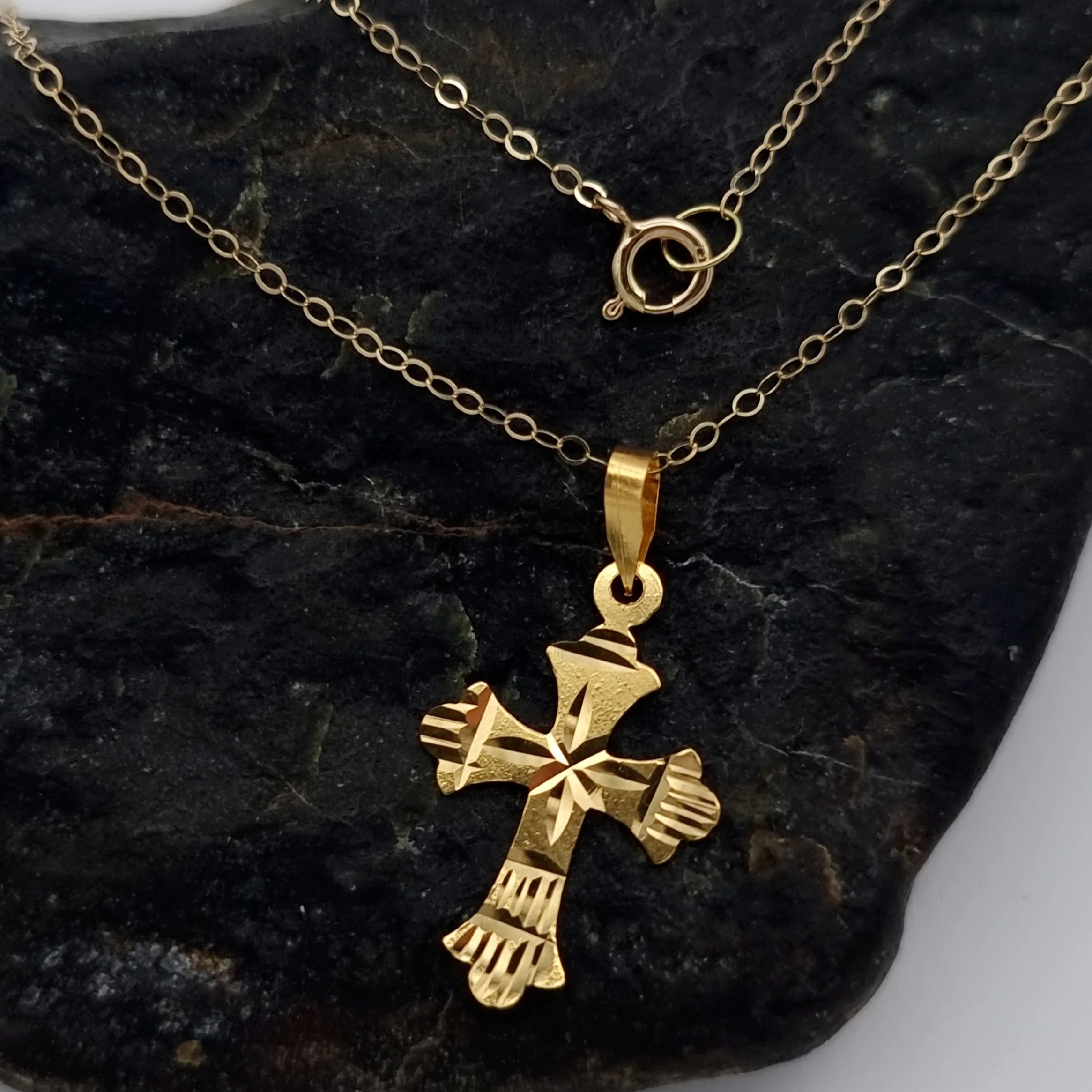 18K Pure Gold Cross Necklace - Image 5