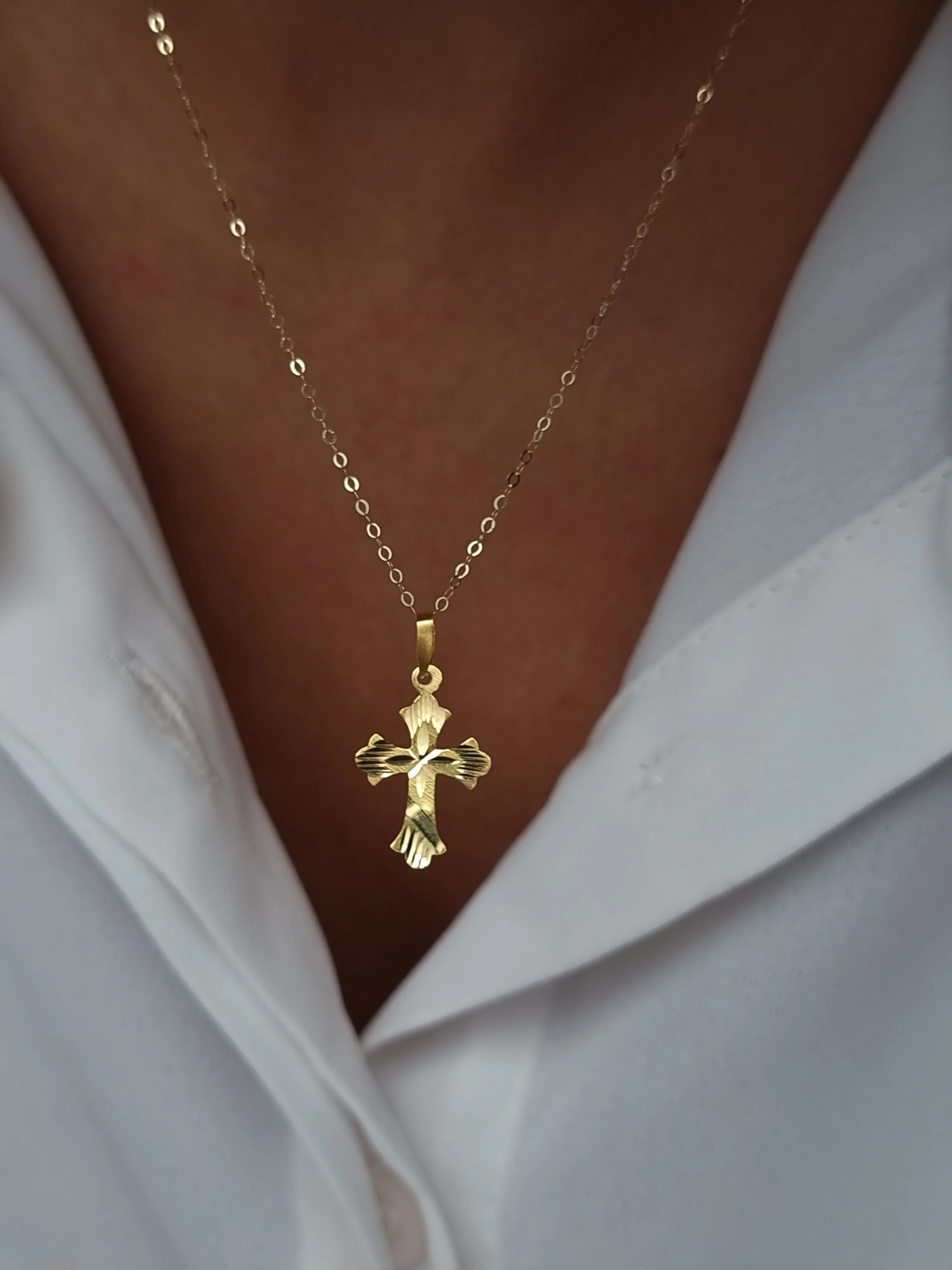 18K Pure Gold Cross Necklace - Image 7