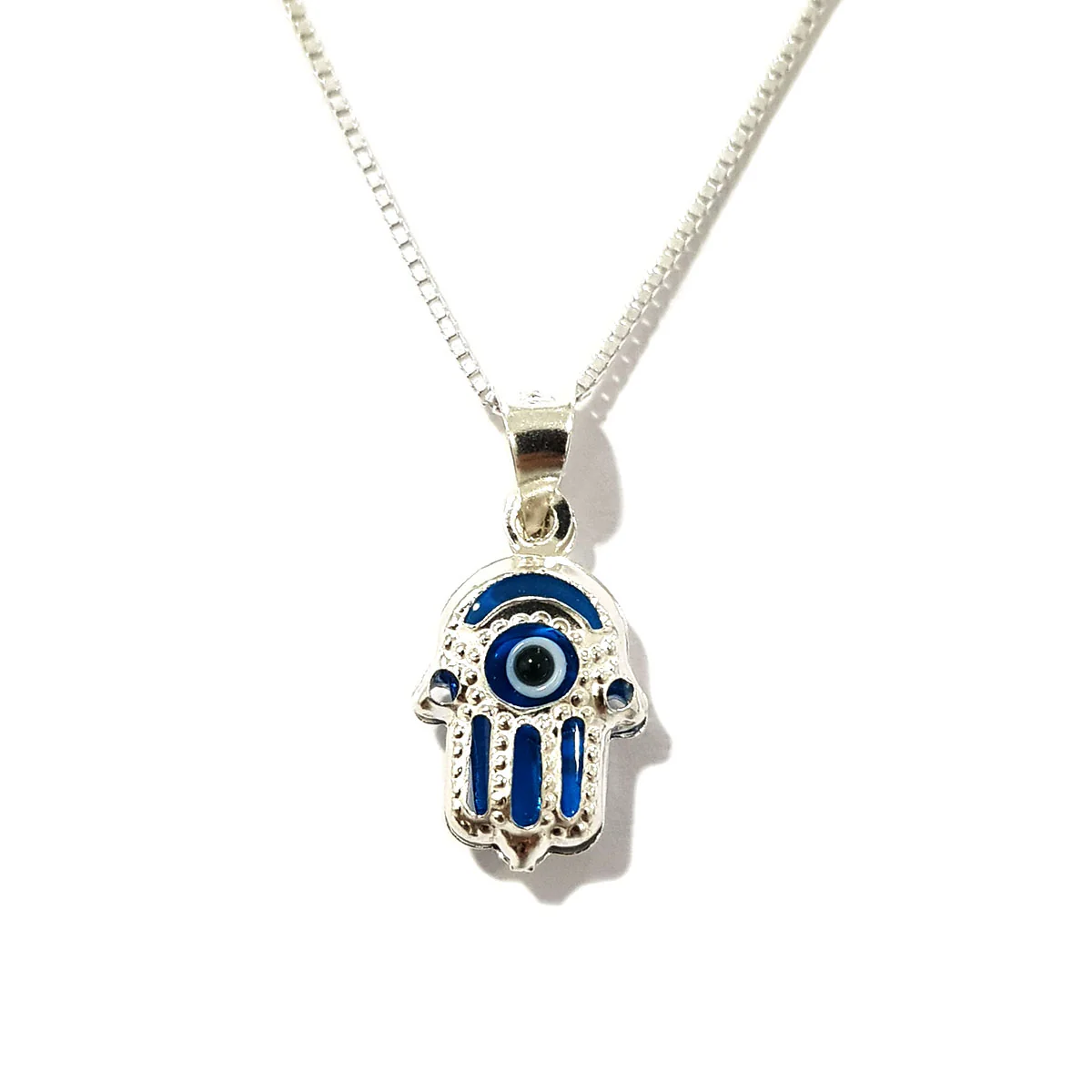Real 925 Sterling Silver Hand of Fatima Necklace